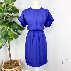 J Crew Deep Violet Purple Elastic Chiffon A Line Casual Dress